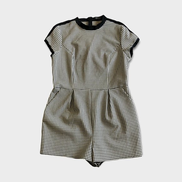 ASOS TOPSHOP High Neck Houndstooth Romper with Pockets size 12 - Picture 1 of 6